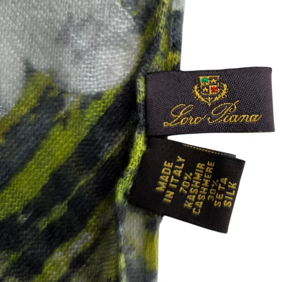 Loro Piana Green and Gray Cashmere Silk Scarf - Picture 4 of 12
